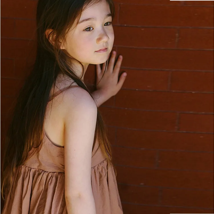 

2019 Summer Girl Dress Casual Girl Linen Clothes Beach Dress Girl Holiday Clothes Princess Clothes