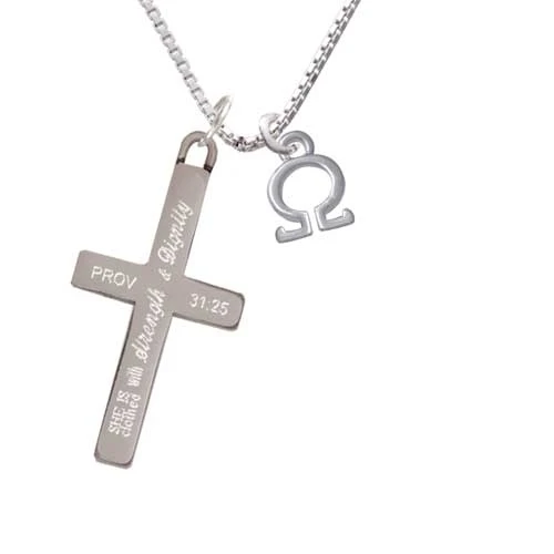 Small Greek Letter - Omega Strength and Dignity Cross Necklace | Украшения и аксессуары