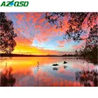 AZQSD масляная краска для озера ing по номерам отражение пейзажа DIY Ручная Краска ed Безрамная Краска на холсте пейзаж домашний декор SZGD097