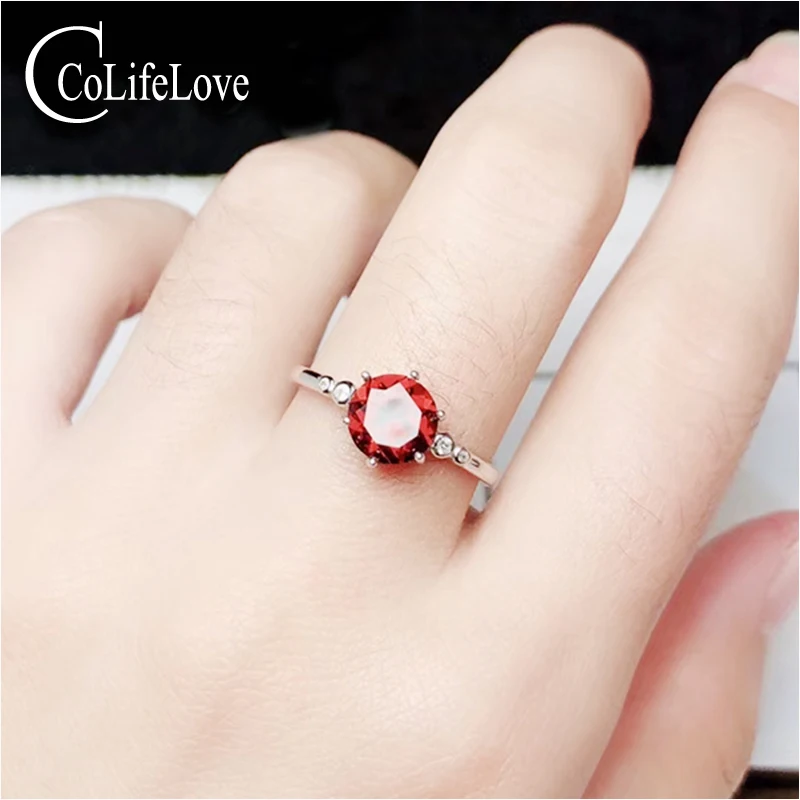 Ювелирные изделия colife классическое серебряное кольцо гранат 6 мм 0.8ct