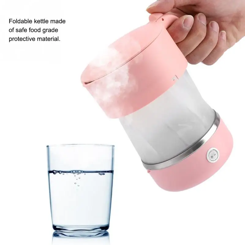 

1L Folding Electric Kettle 220V Travel Portable Water Heater Boiler With Folding Cup Food Grade Silicone top quality