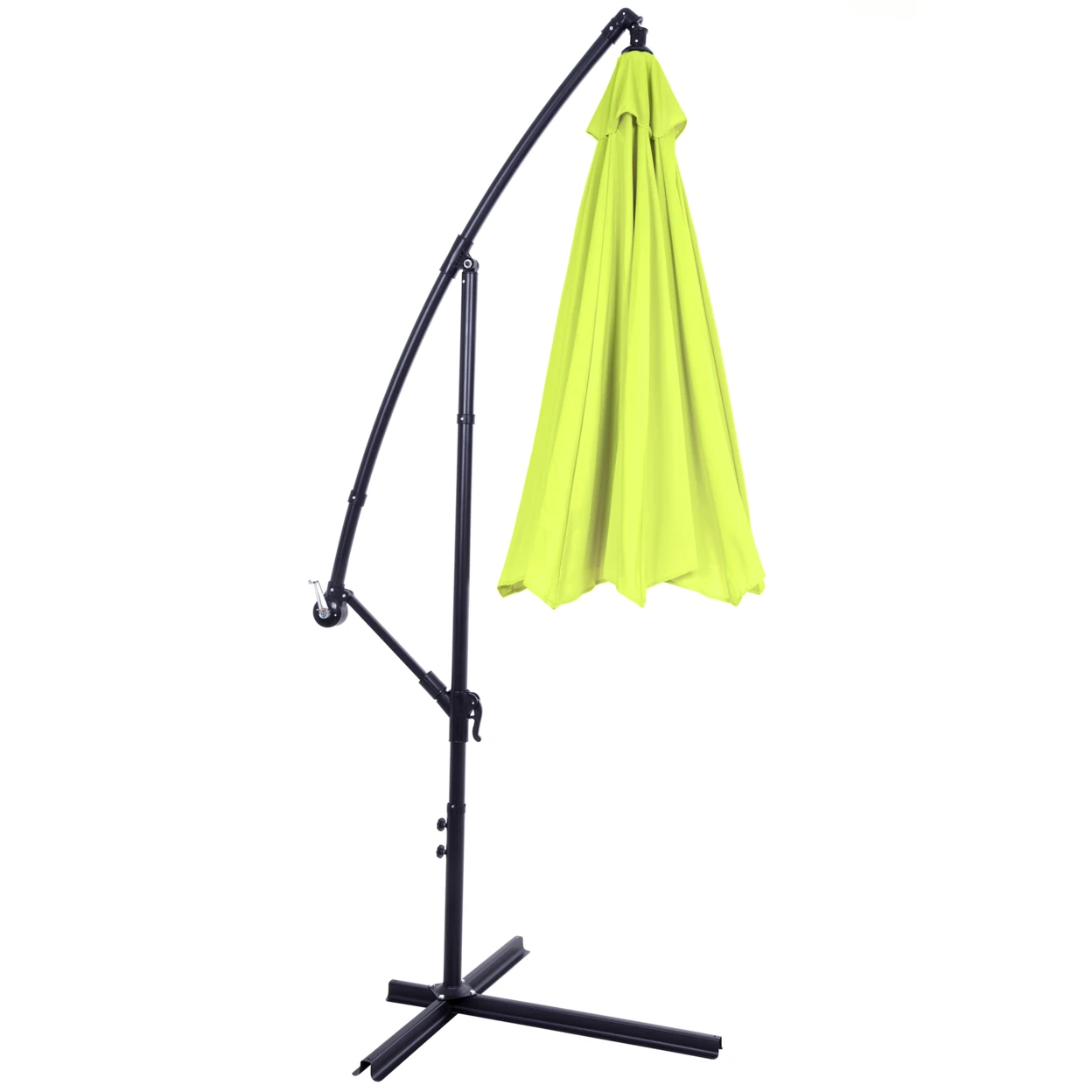Офсетная 10 футов алюминиевая подвесной садовый зонт Lime Green с поперечным
