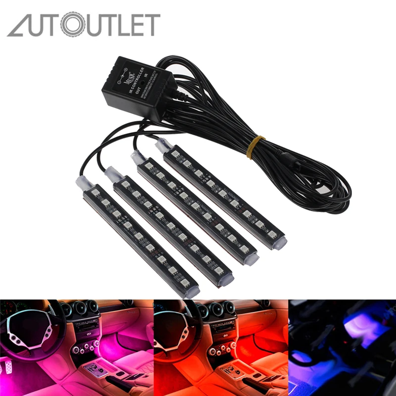 Автомобильная интерьерная Светодиодная лента RGB 12 В Беспроводное управление