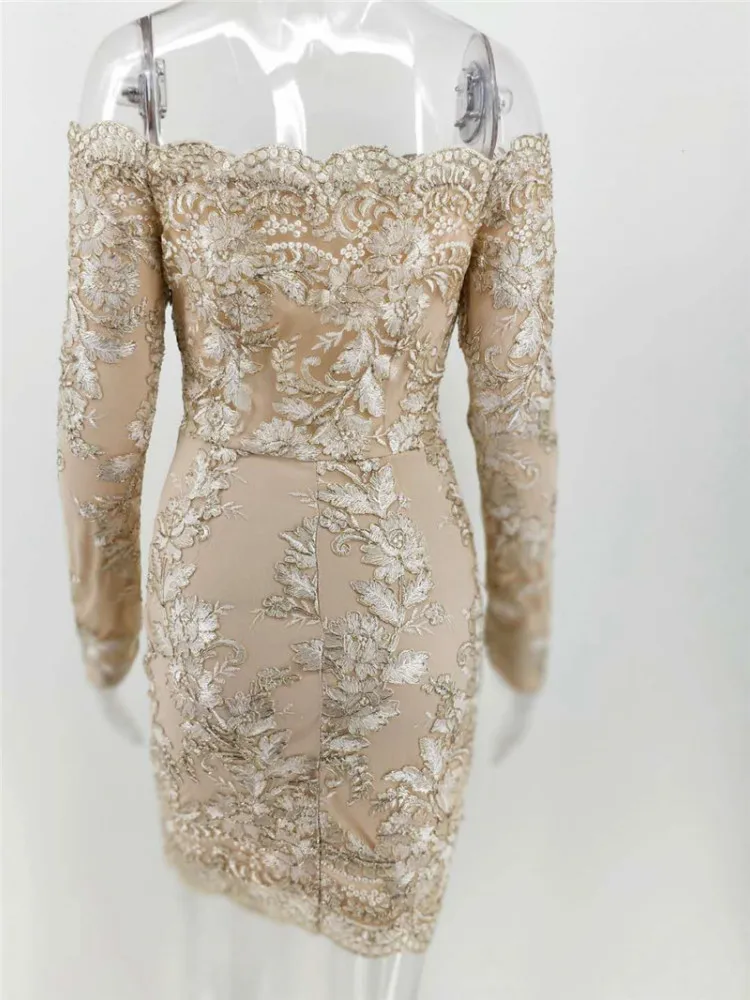 2019 Embroidery Celebrity Vestidos Sexy Off Shoulder Women Sequins Dress Fashion Slim Vintage Bodycon Luxury Club Party Dresses | Женская