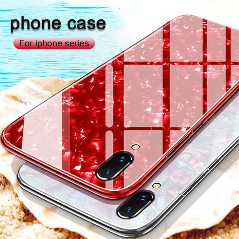 Чехол из закаленного стекла для iPhone 8 милая жесткая задняя крышка мягкие