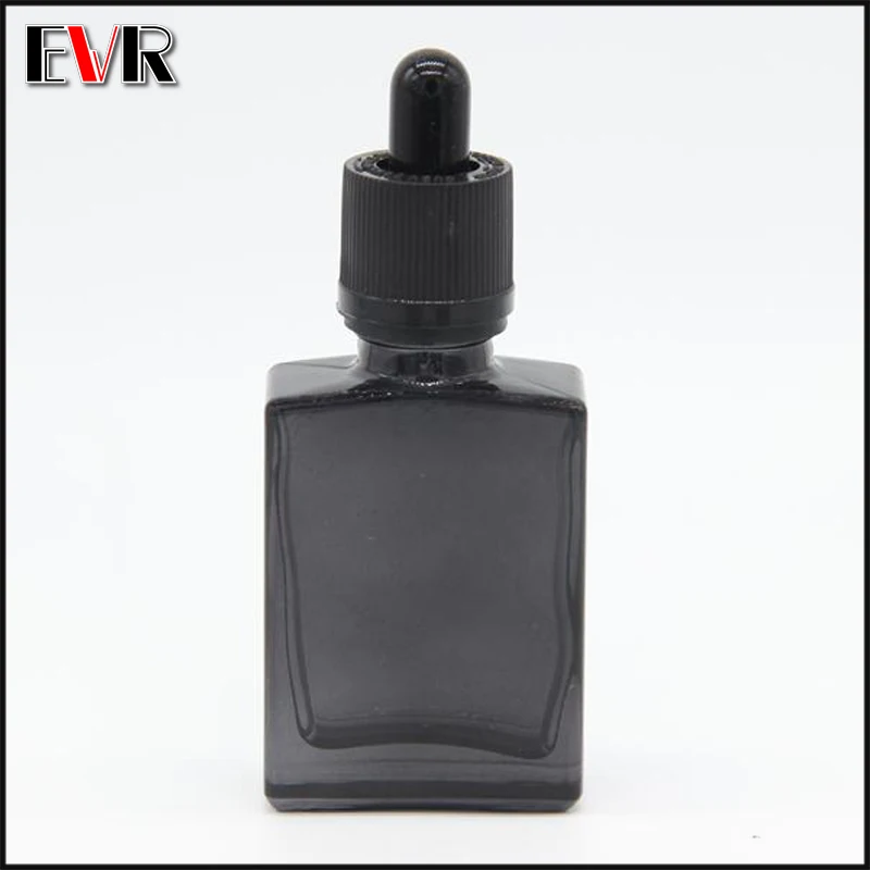 200/lot wholesale 1oz transparent black rectangular glass dropper bottle 30ml CBD VAPE oil with chlid resistant cap | Красота и