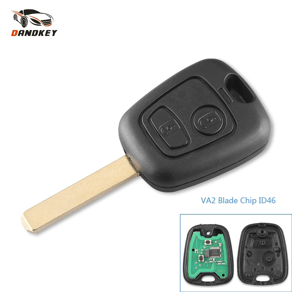 Dandkey Remote Control Key 2 Buttons 433Mhz ID 46 Chip For PEUGEOT 206 207 307 Car Keyless Entry Fob VA2 Blade/HU83 Blade