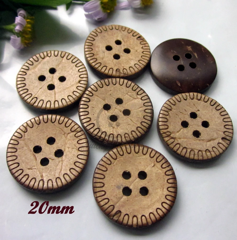 

50pcs 20mm Laser pattern edge coconut coat buttons for sewing Eco -friendly sewing buttons supplies craft decorative accessories