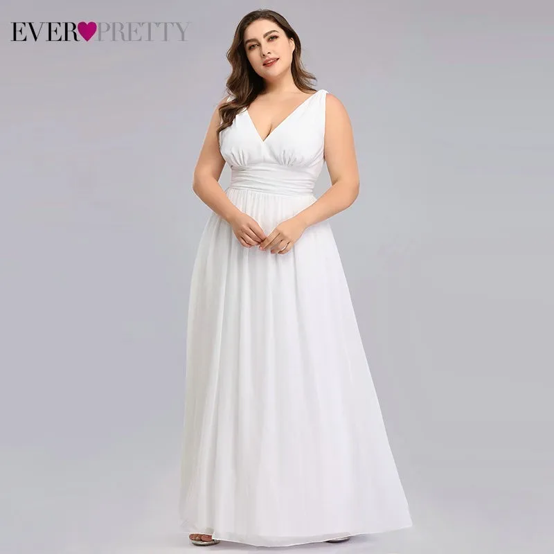 Свадебные платья размера плюс Ever Pretty элегантные шифоновые трапециевидные