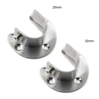 2pcs u shaped rod wardrobe pipe curtain closet hanging clothes rail rod end support bracket stainless steel wardrobe rail suppor
