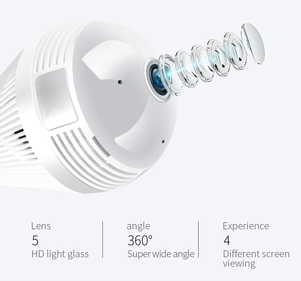 2019 WNK 720 P Fisheye IP Камера Wi Fi 360 градусов угол обзора лампа для наблюдения