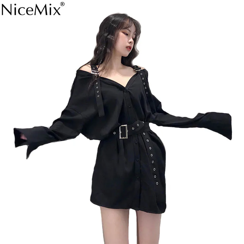 Новая стильная женская блузка NiceMix 2020 рубашки Модный черный прозрачный топ с