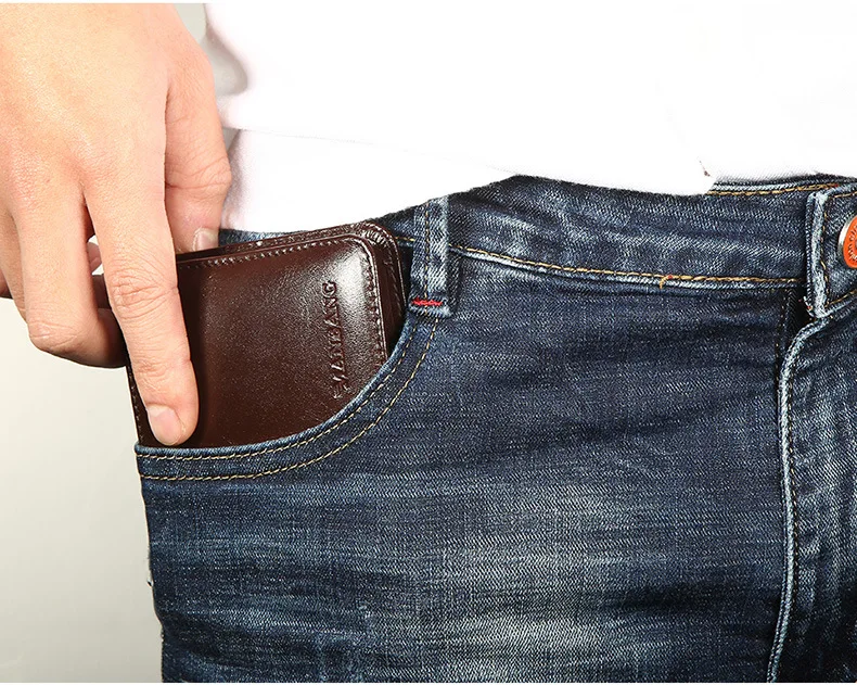 

New Fashion Business Men's Wallets 100% Cow Genuine Leather Short Wallet Real Leather Male Cash Purses Clutch Boy Casual Wallets