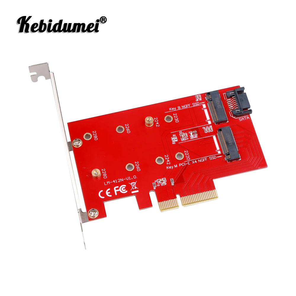 Адаптер Kebidumei NGFF на PCIE X4 ключ M и B SATA порт Расширительная карта Поддержка порта PCI