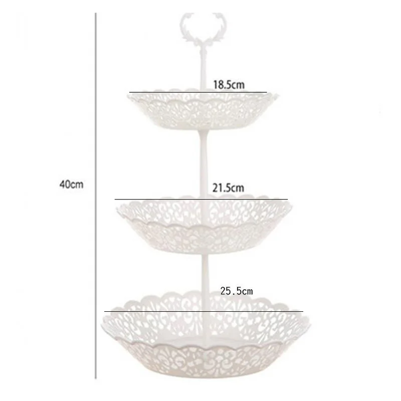Белая трехслойная тарелка для фруктов съемная подставка пирожных конфеты кекс