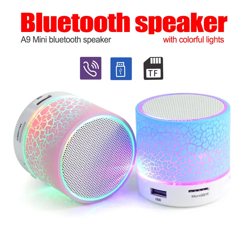 Портативный Мини Bluetooth Динамик светодиодный TF USB Сабвуфер громкий s Поддержка