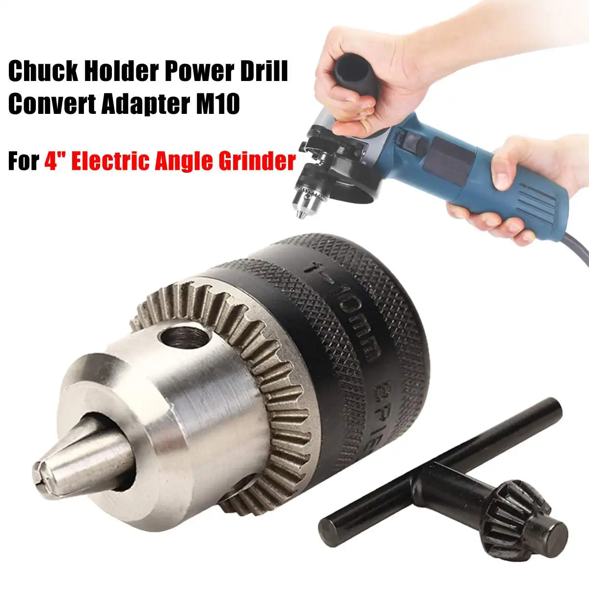 

10mm Chuck Holder Power Drill Convert Adapter M10 For 4" Electric Angle Grinder