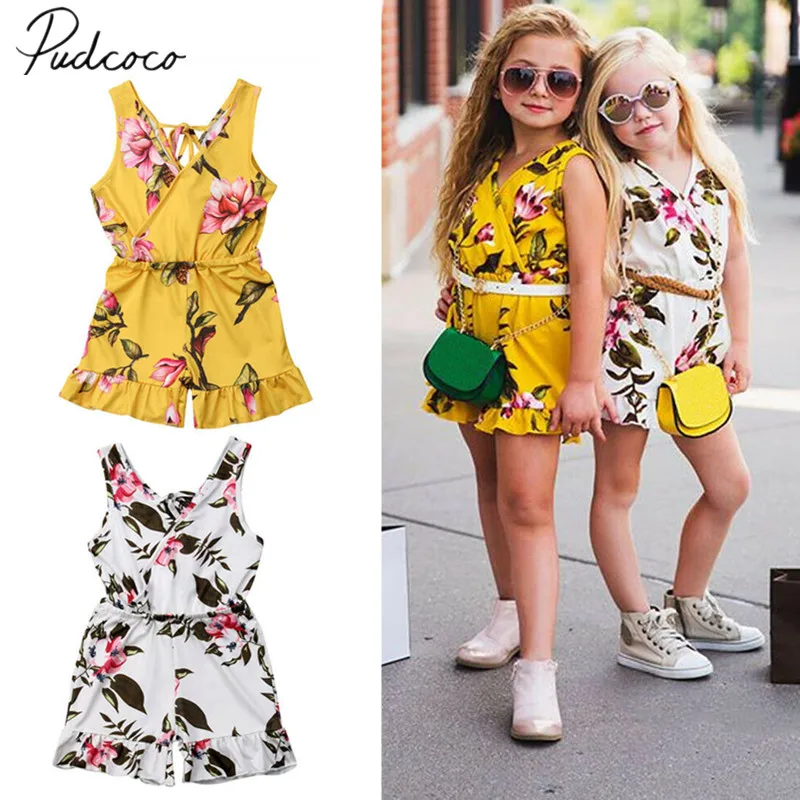 2019 совершенно новый милый детский комбинезон без рукавов с цветочным рисунком