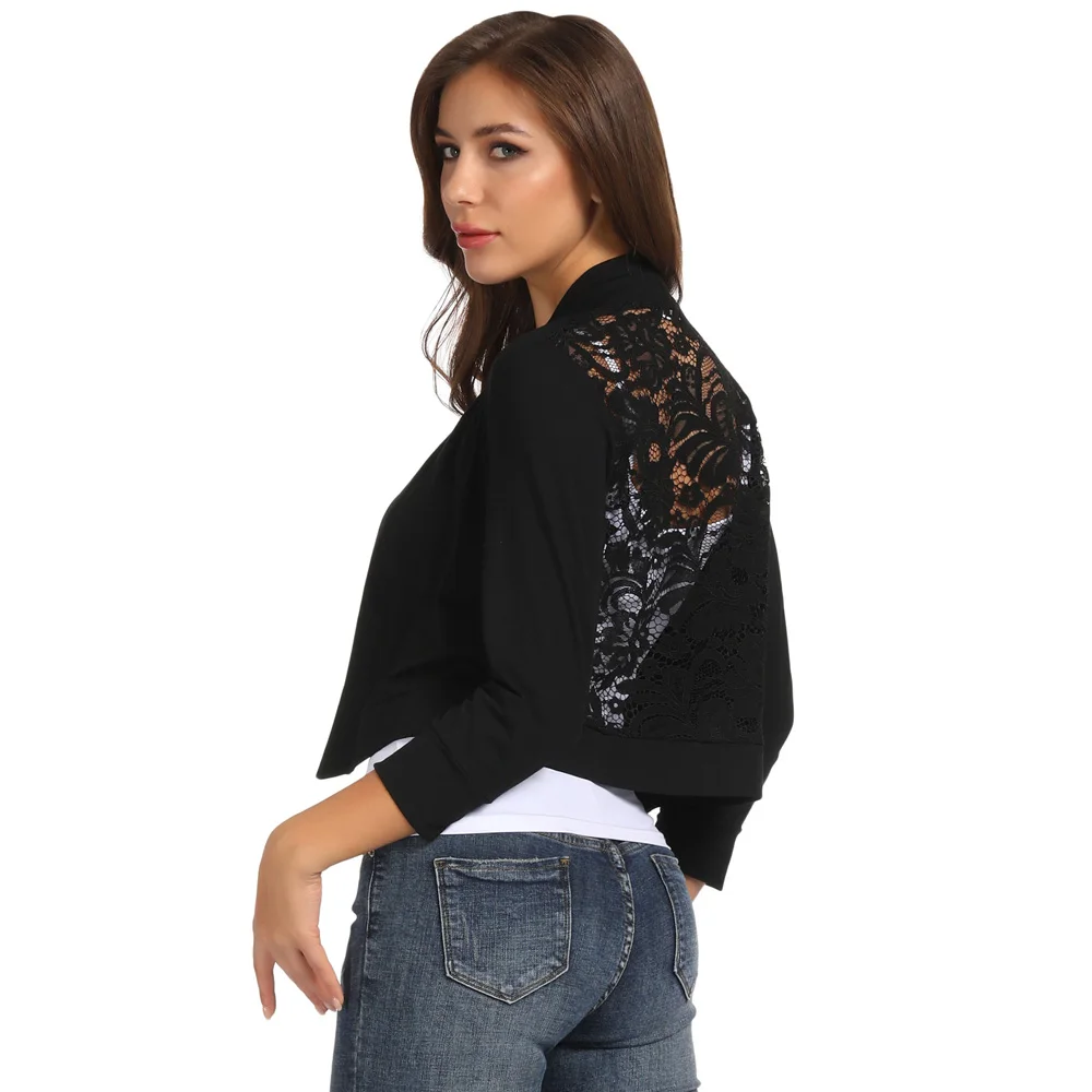 Женский топ с рукавом 3/4 открытым передом и кружевной спинкой жакет-болеро болеро