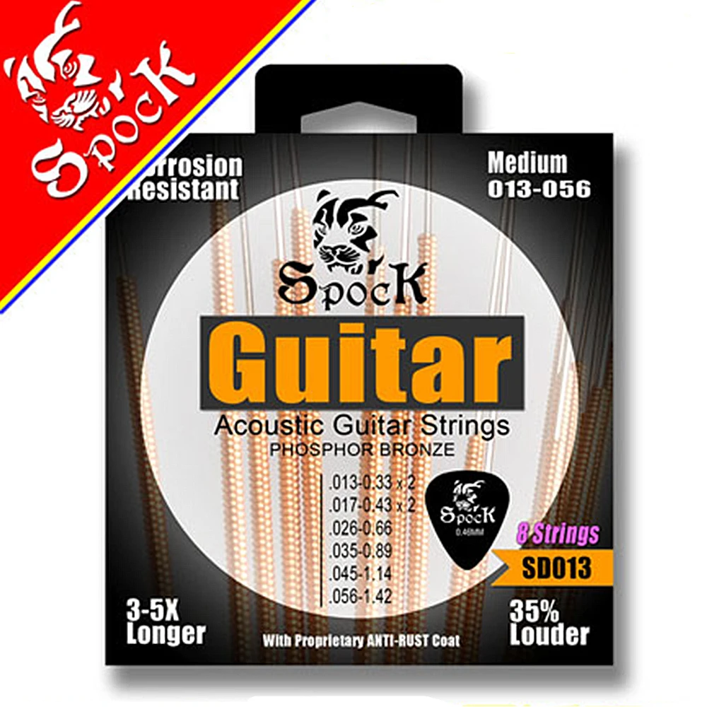 Spock Acoustic Guitar Strings with Extra E-1st B-2nd Strings and Guitar picks Plated High Carbon Steel Core Phosphor Bronze
Spock Acoustic Guitar Strings with Extra E-1st B-2nd Strings and Guitar picks Plated High Carbon Steel Core Phosphor Bronze