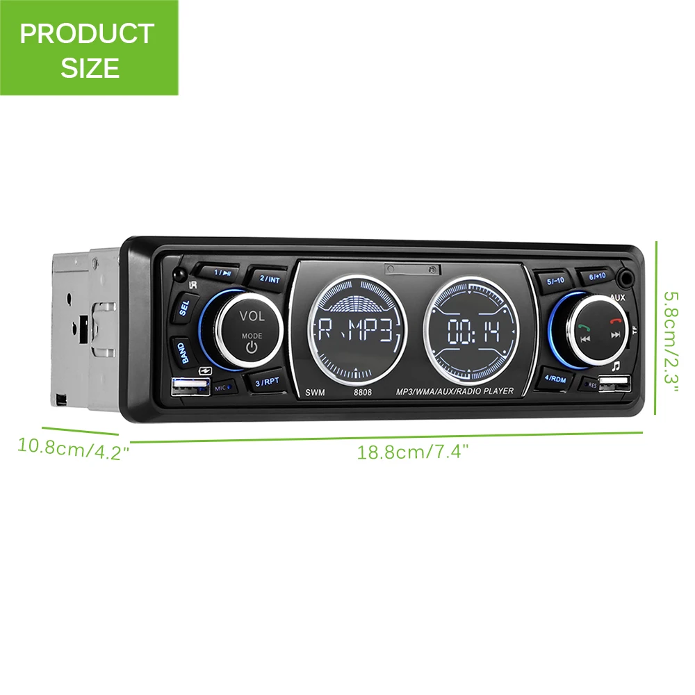 Bluetooth автомобильное стерео USB зарядное устройство аудио в тире MP3 радио плеер