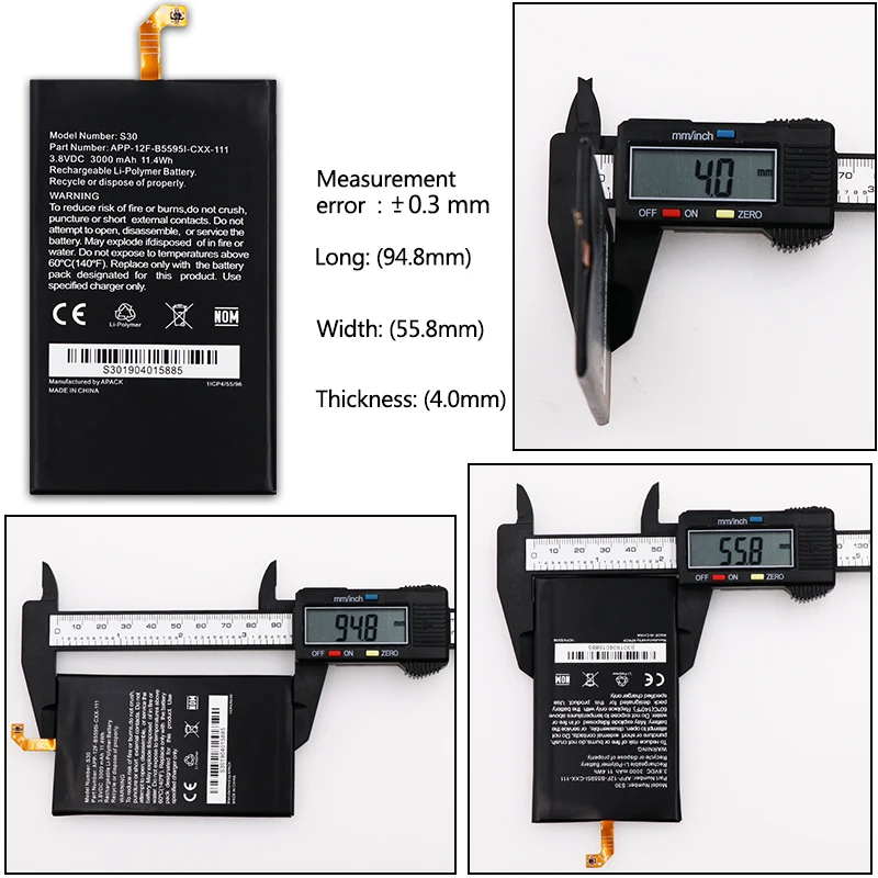 Сменная батарея для CAT S30 Высококачественная большой емкости 3000 мАч запасная