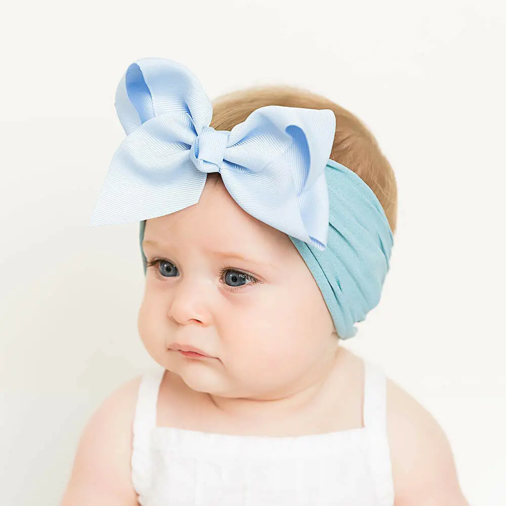 Pudcoco Girl Headwear 0-6Y Soft Baby Girls Kids Toddler Bow Hairband Headband Turban Big Knot Head-Wrap New | Детская одежда и