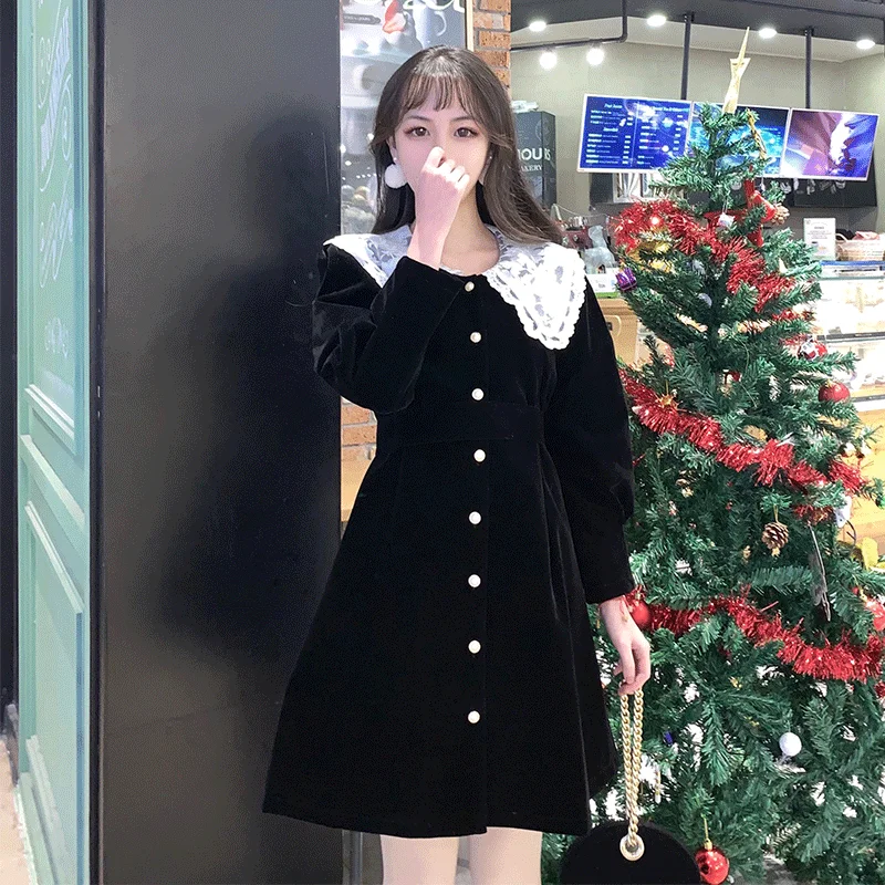 2019 весенне зимние базовые мини платья женское маленькое черное платье трапеция