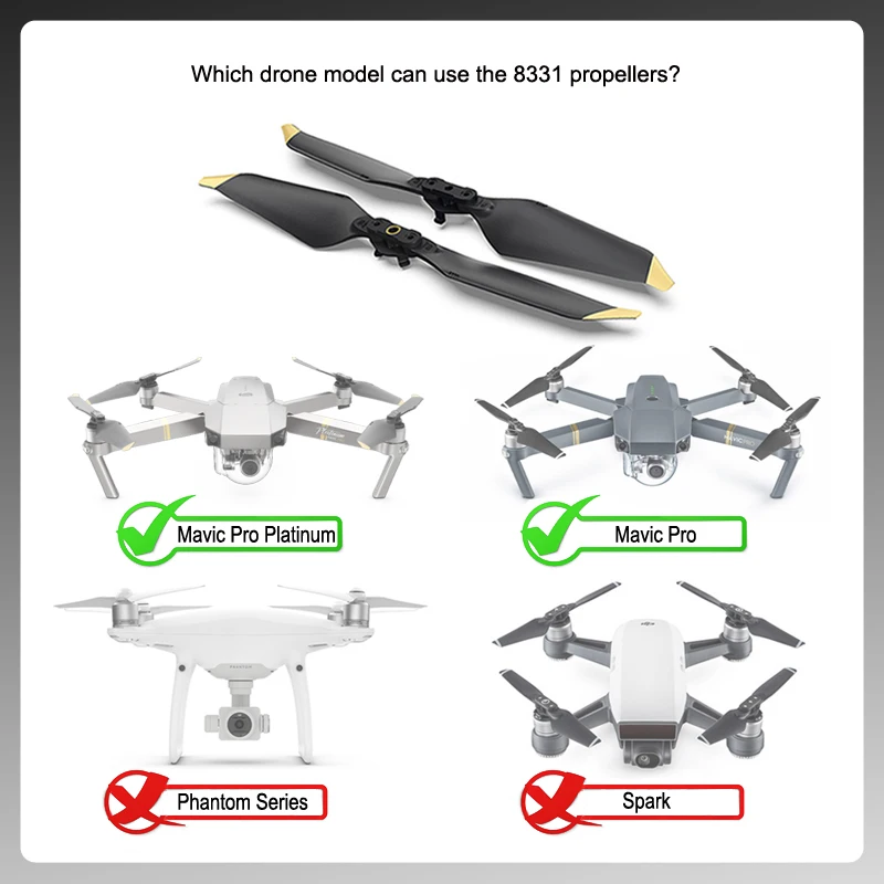 2 пары DJI Mavic Pro Platinum 8331 малошумные быстросъемные пропеллеры для оригинальные