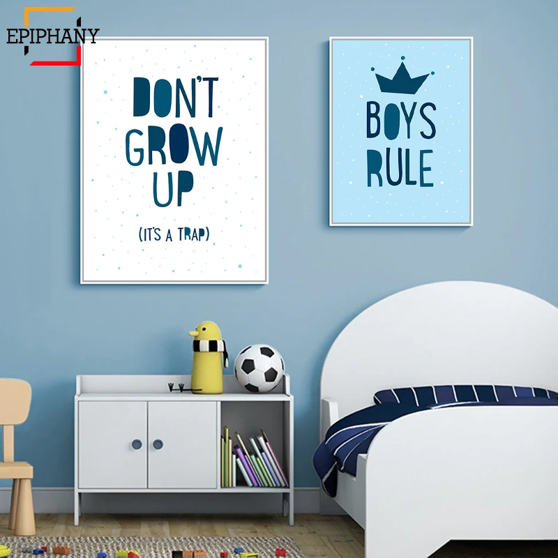 

Boys Nursery Wall Art Don't Grow Up It's A Trap Scandinavian Canvas Painting Boys Rule Posters and Prints Kids Bedroom Decor
