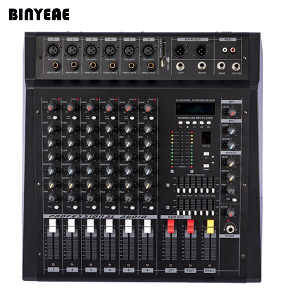Аудио микшер с питанием от PMX608D выход усилителя 700 Вт|output| |