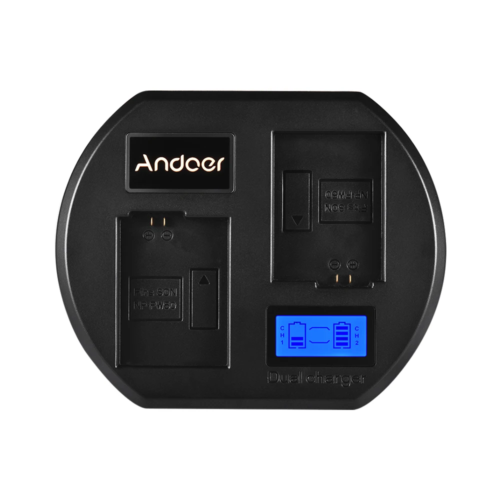 Andoer быстрое зарядное устройство двухканальная камера цифровой ЖК дисплей USB вход