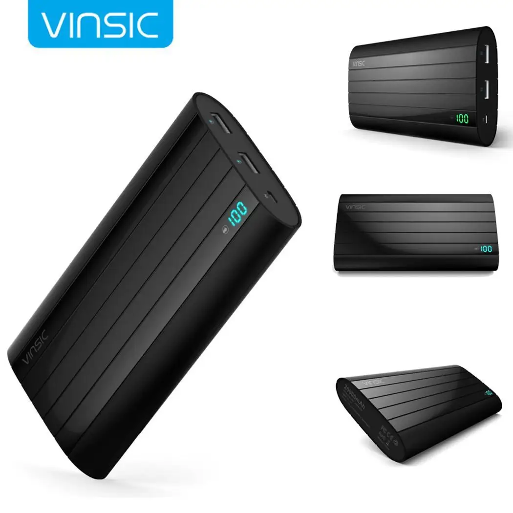 Мощность Bank 20000 mAh Портативный ЖК дисплей Dual легкий вес компактный размер USB