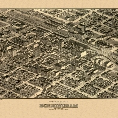 Винтажная карта Бирмингема Алабама 1904 Jefferson County плакат печать (18x24)|Таблички и