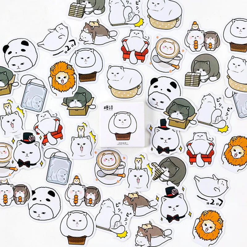 45 шт./кор. пухлые кошки наклейки милые Животные декоративная клейкая
