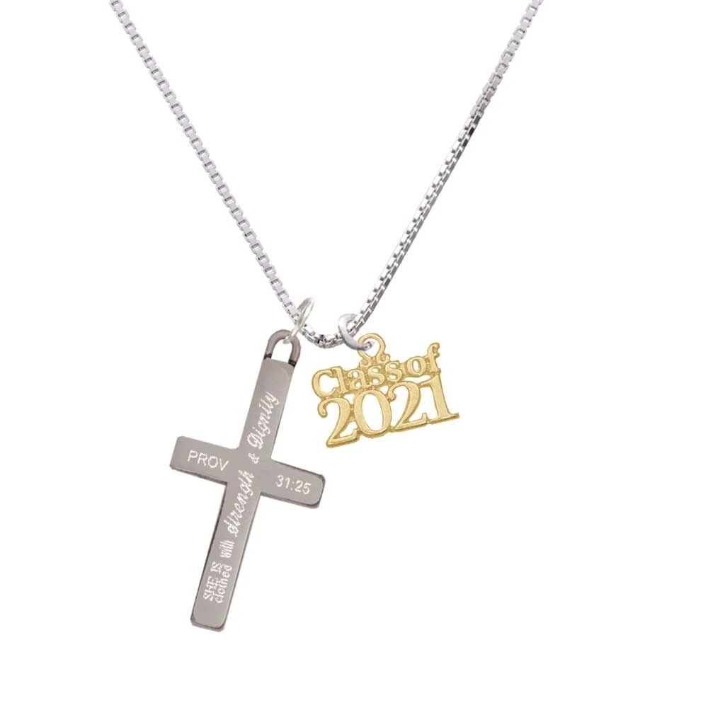 Золотой тон класса 2021 прочность и достоинство крест ожерелье|Подвески| |