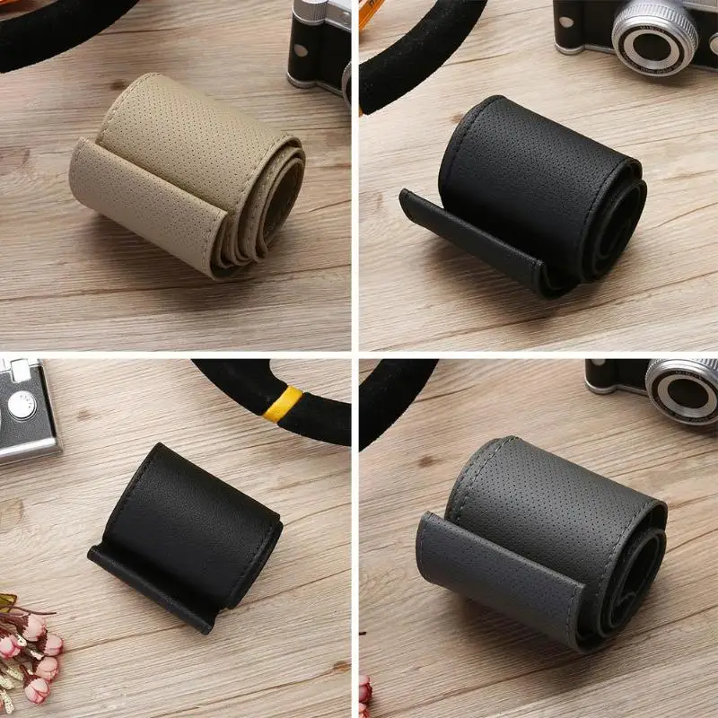 Чехол рулевого колеса автомобиля DIY с иголками и нитками искусственная кожа