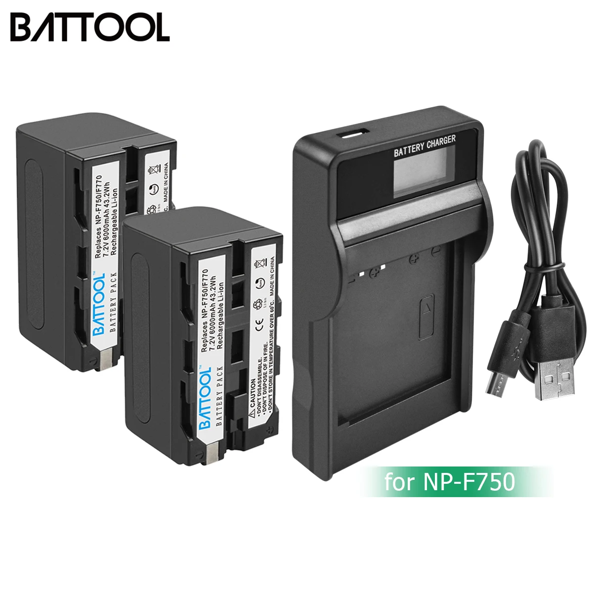 Аккумуляторы BATTOOL 6000 мА · ч с ЖК дисплеем и зарядным устройством для Sony|Цифровые