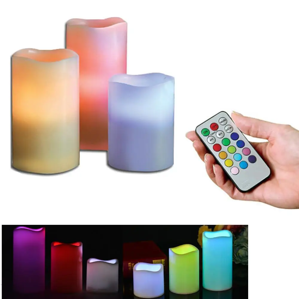 

SOL светодиодный беспламенного свечи светодиодные лампы мульти Цветной пламени таймер с пультом дистанционного управления Управление, держ...
