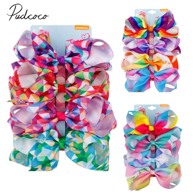 Заколка для волос JOJO Grosgrain 4 шт./компл. 5 дюймов с зажимом девочек цветным бантом