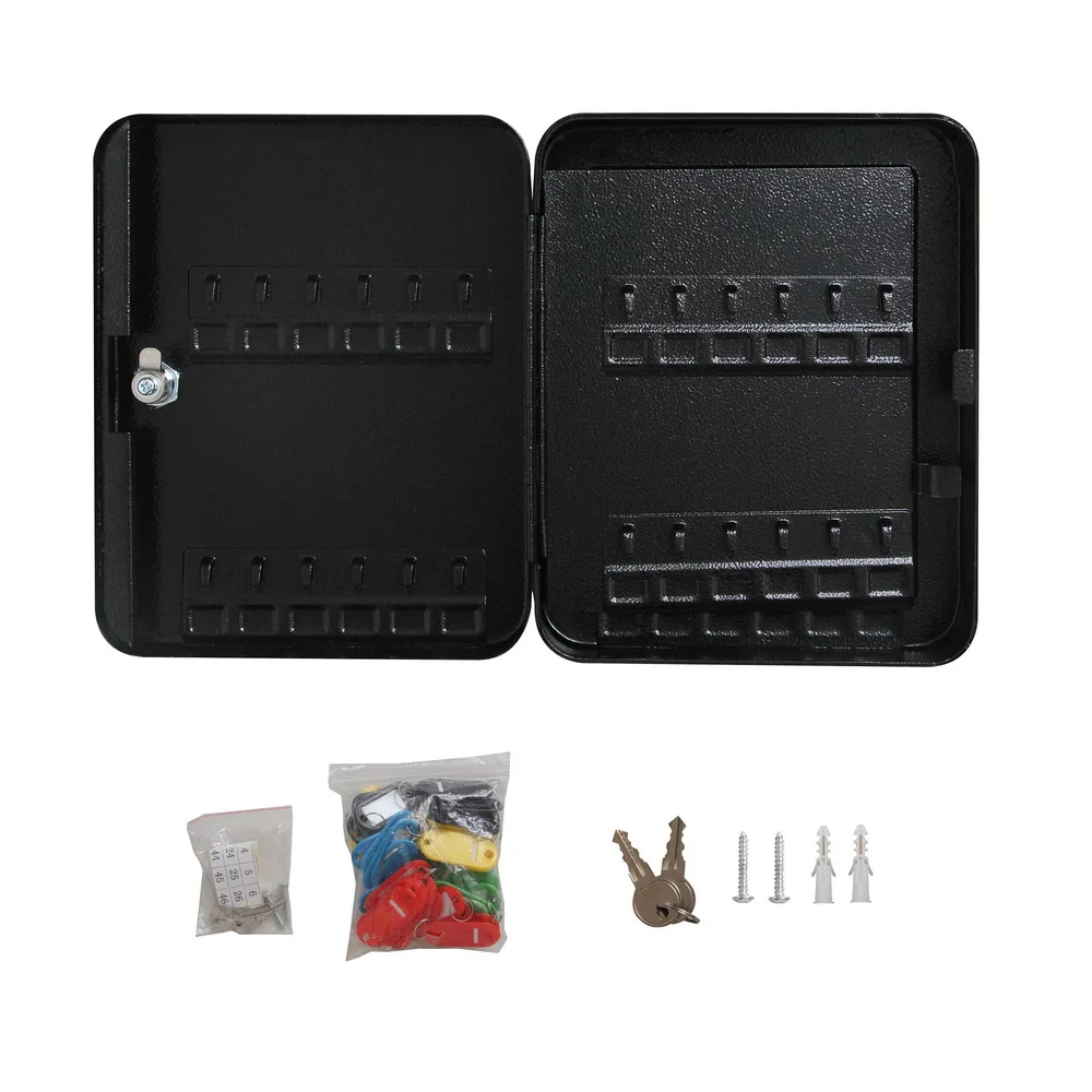 48 Metal Safe Hook Key Box Tags Home Car Lock Storage Case Cabinet Wall Mount Black | Безопасность и защита