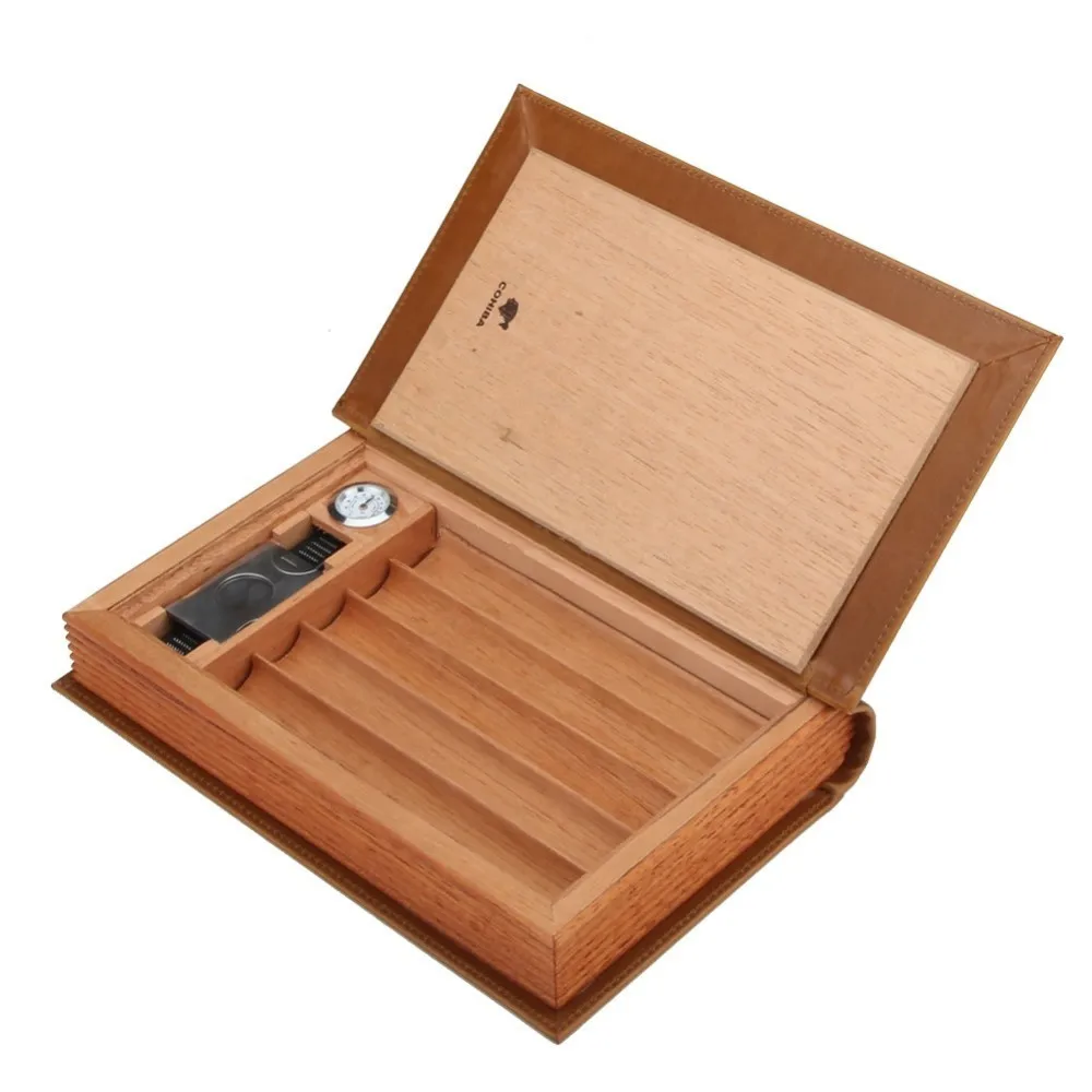 COHIBA Испании кедрового дерева коричневый кожаный сигарный хьюмидор сигары чехол