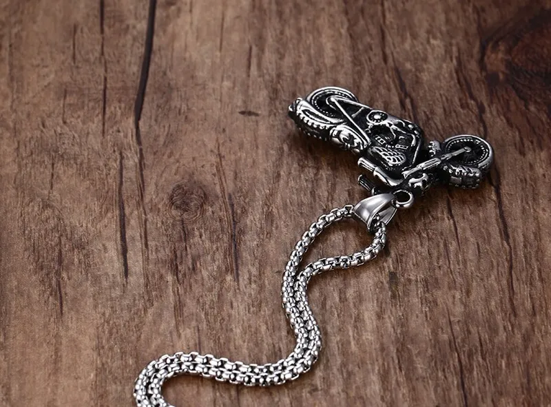 Men's Punk Gothic Ghost Rider Pendants Rock Stainless Steel Motorcycle Motor Bike Necklaces for Male Cool Boy Jewelry | Украшения и
