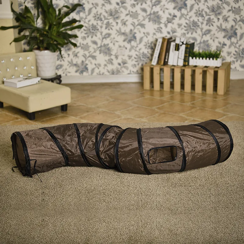 Новый &quotS&quot Забавный туннель для домашних животных кошка игра коричневый