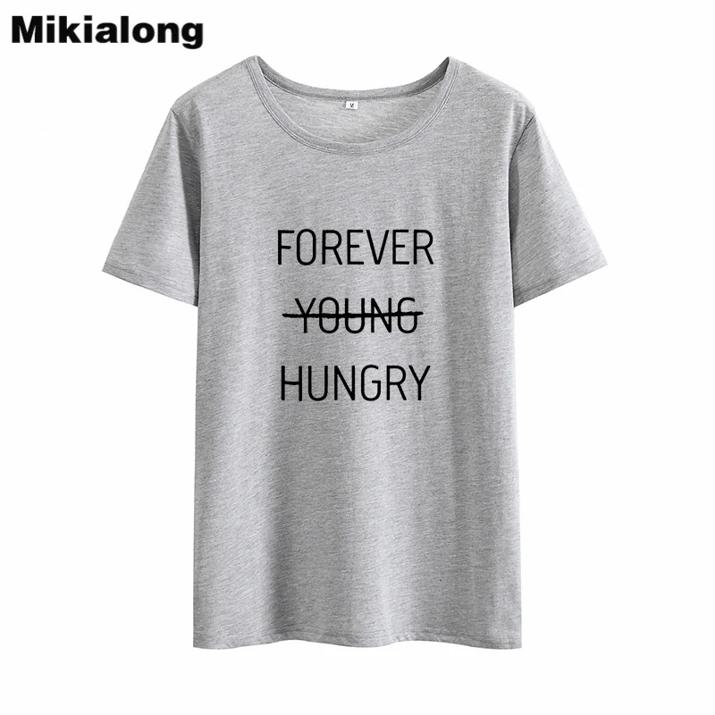 Футболка Mikialong с надписью Forever Young голодная женская летняя футболка черная