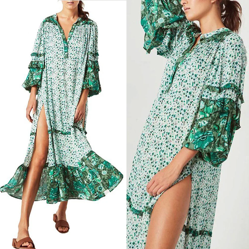 Женские Наряды Бохо Хиппи Boho фестиваль вечерние пляжные Разделение Повседневное