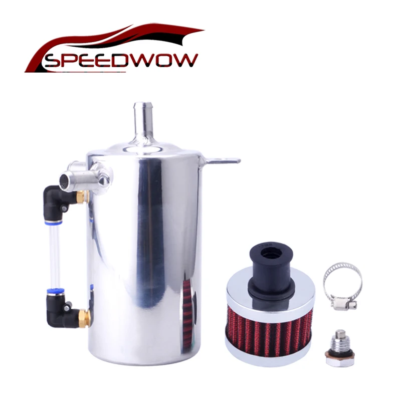 

SPEEDWOW Aluminum Oil Catch Can Cylinder Oil Catch Reservoir Tank Can Breather Kit Fuel Suger Tank Breather Oil Tank With Filter