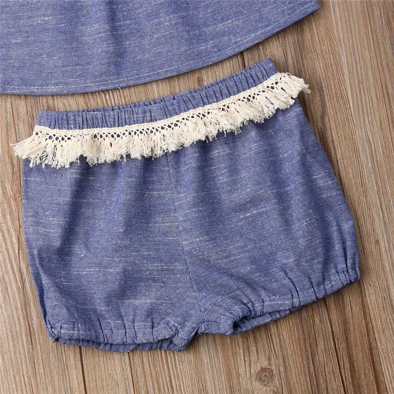 Boho для новорожденных летняя одежда малыша Детская Хлопковая девочек без рукавов