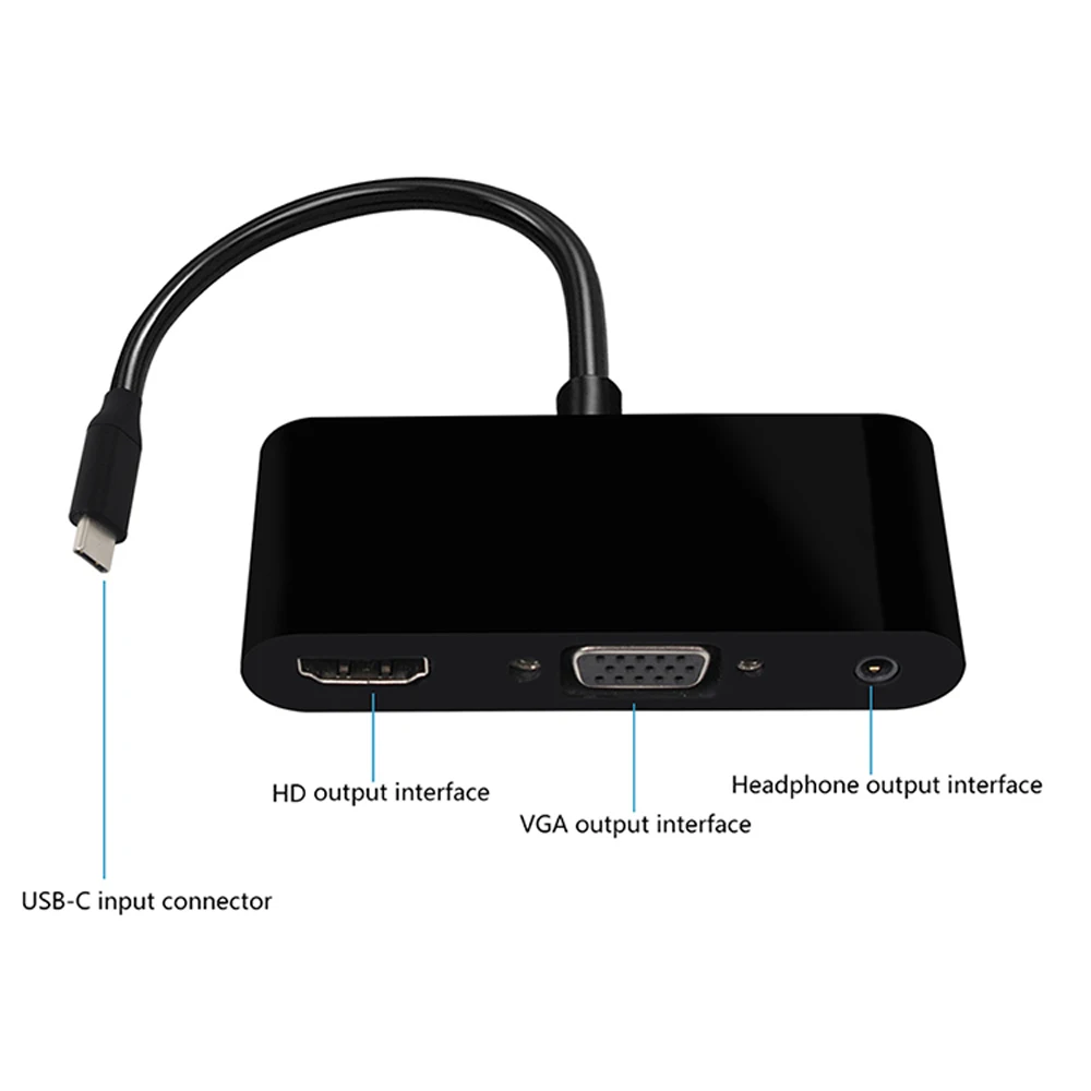 Портативный адаптер преобразователь USB 3 5 типа C в HD VGA 0 мм аудио 1|Кабели VGA| |