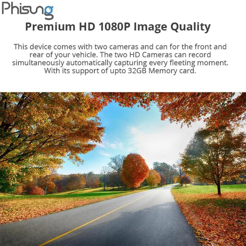 Phisung G900 9.35in FHD 1080P двойной объектив Автомобильный видеорегистратор Автомобильная